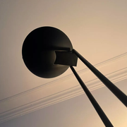 Adjustable modernist floor lamp black lacquered metal Italian 80s