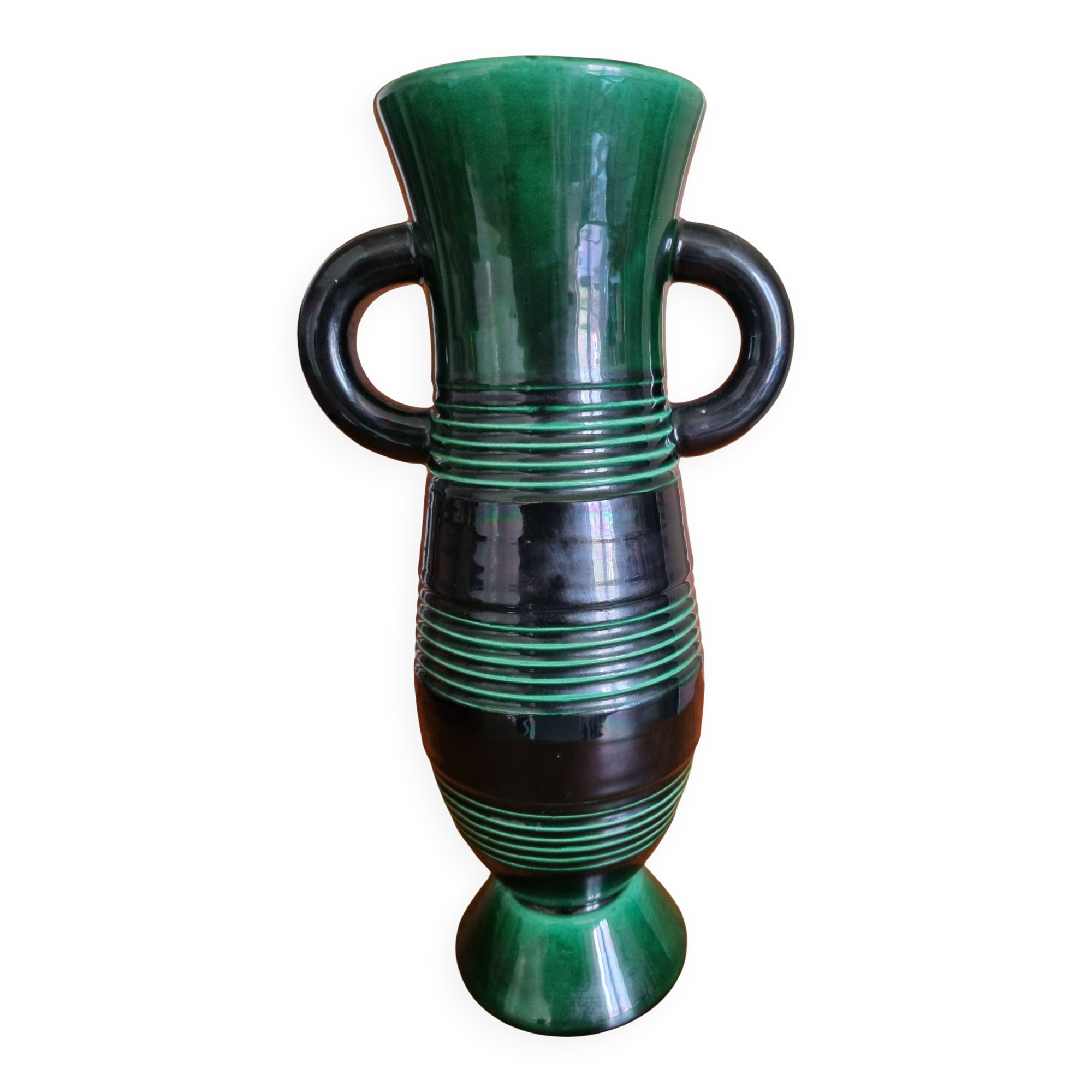 Large St Clément vase B Letalle 32cm Art Deco 1940s - 1950s