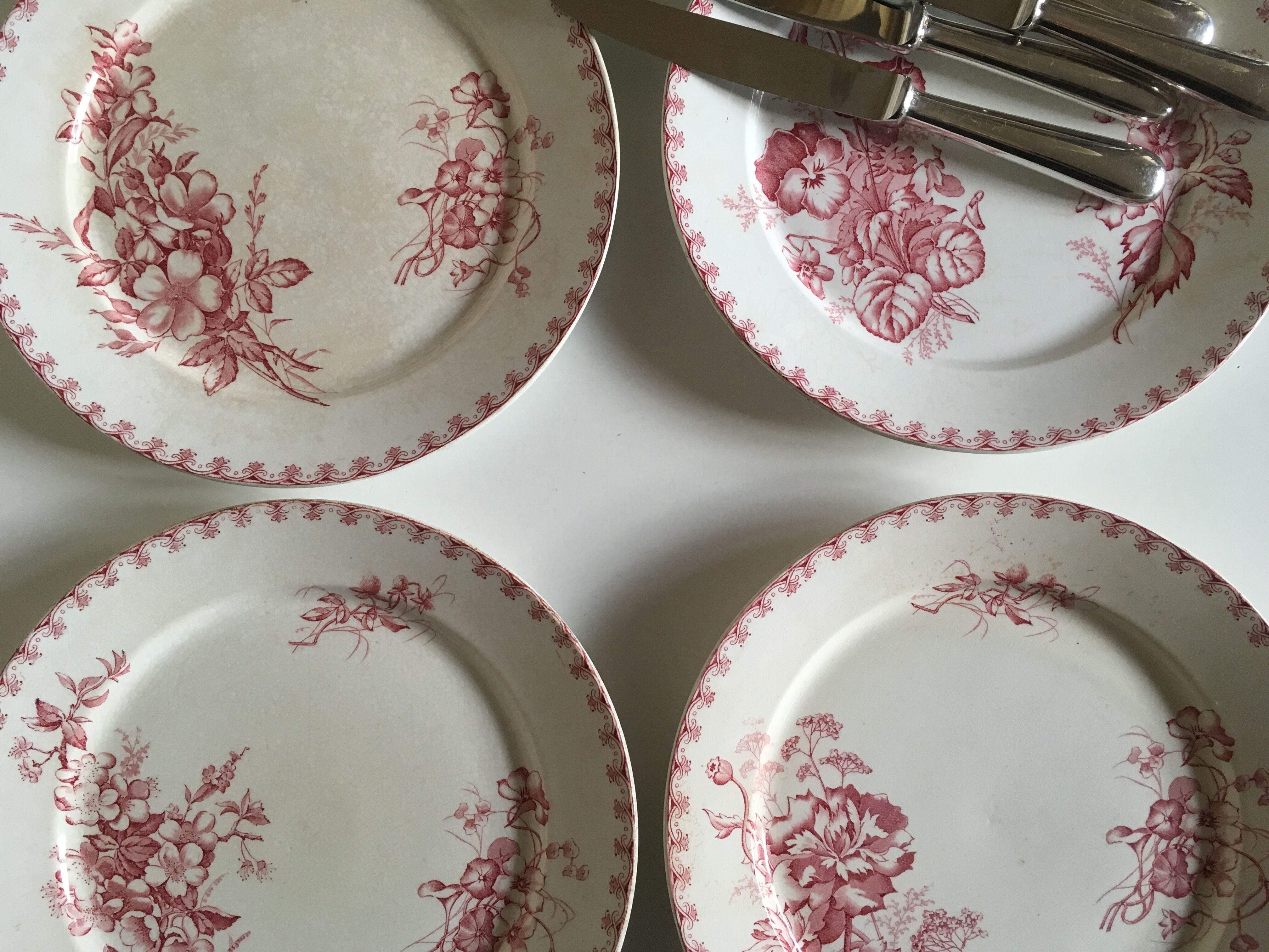 Set of 12 dinner plates of Sarreguemines land of iron décor Vega early 20th