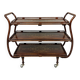 Anglo-Indian teak serving trolley with brass inlays from the 1930s-1940s.