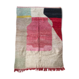 Moroccan Berber carpet Boujaad ecru with colorful flats 287x193cm