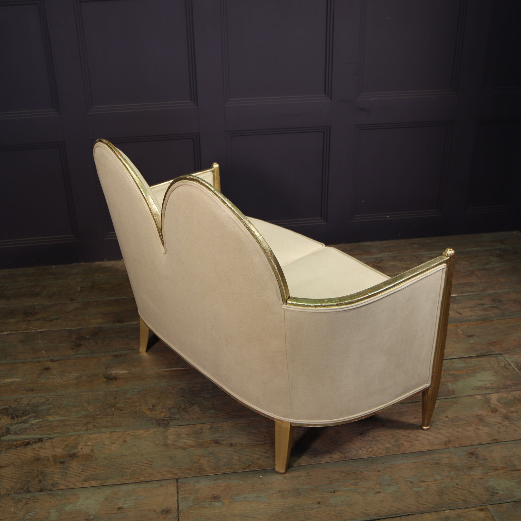 French Art Deco Sofa in Parcel Gilt wood