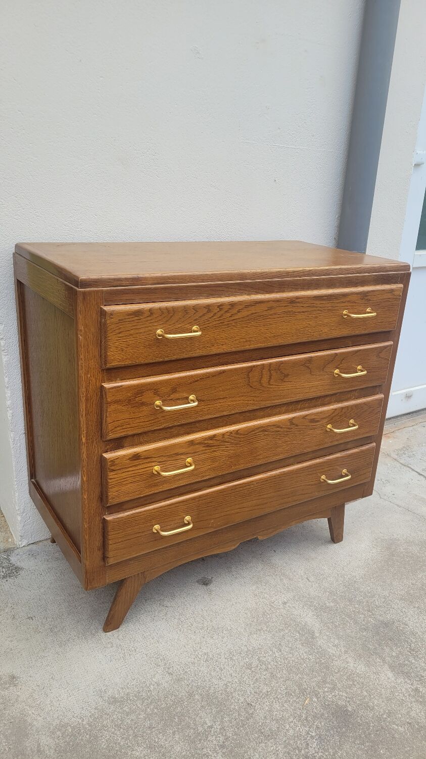 Commode vintage 1950 pieds compas 4 tiroirs