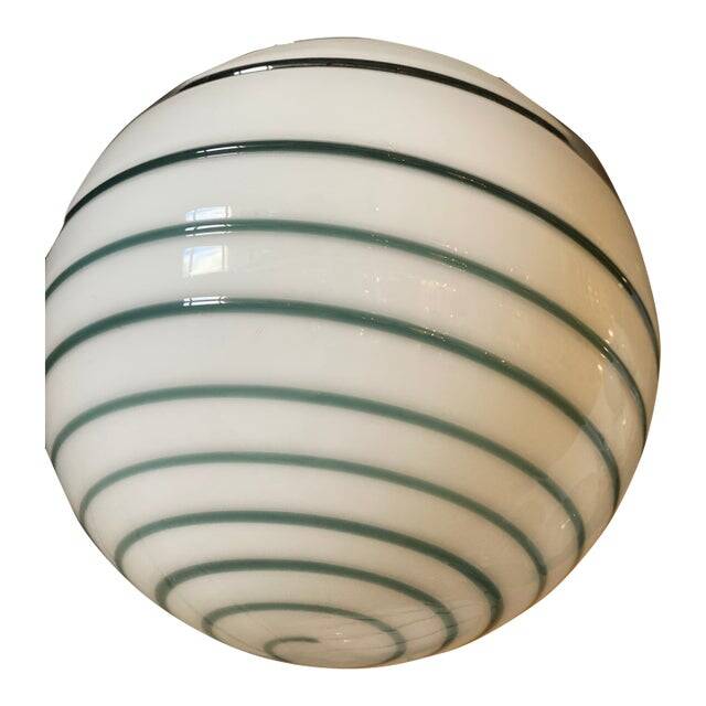 Murano Style Glass Pendant Swirling Green and White