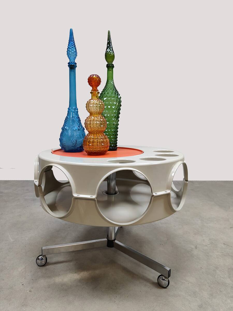 Vintage rotobar space age trolley Curver 'Orange accent'