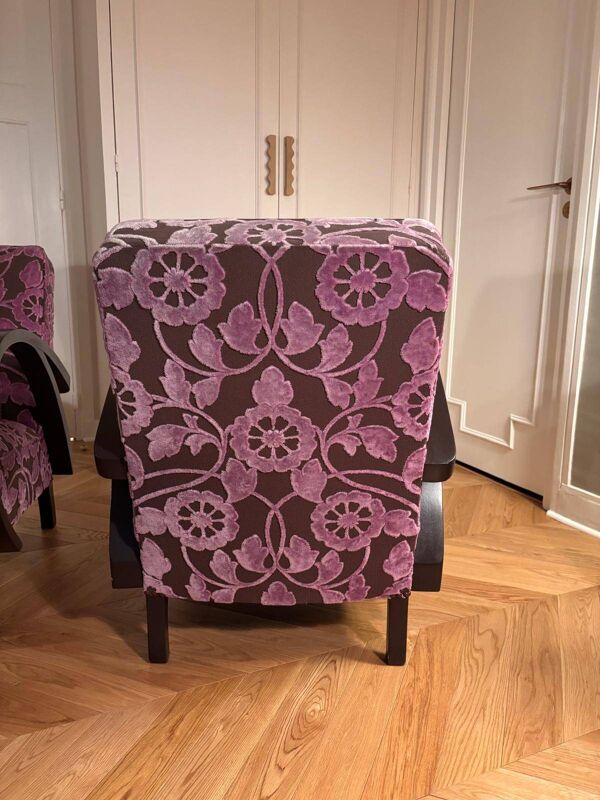 Fauteuil art déco, retapissés, recouvert d'un tissu Pierre Frey