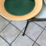Set of 6 flat plates in green enamel ceramic salins model "capvern" years 60-70