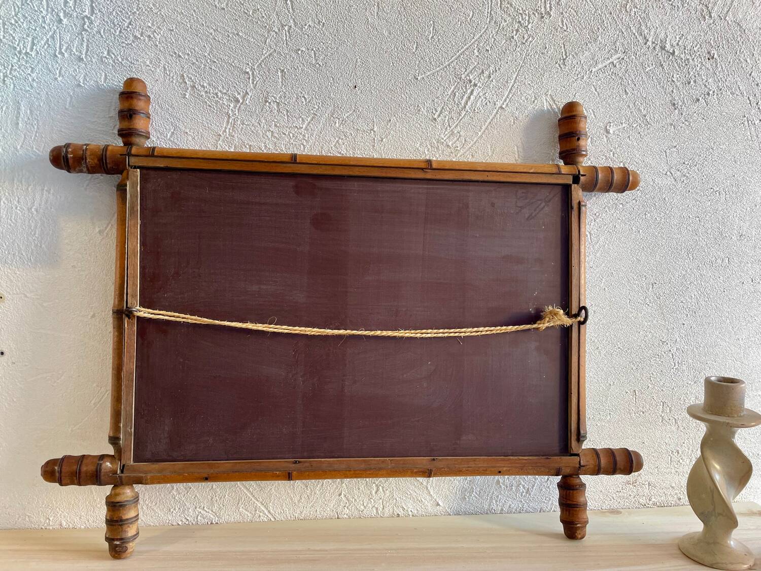 Miroir années 30 style bambou en bois