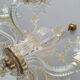 Large Murano glass chandelier with gold leaves, vintage light fixture.