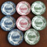 8 Johnson Bros "Coaching Scenes" English dessert plates