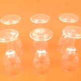 1970s 6 engraved "Tulip" glasses