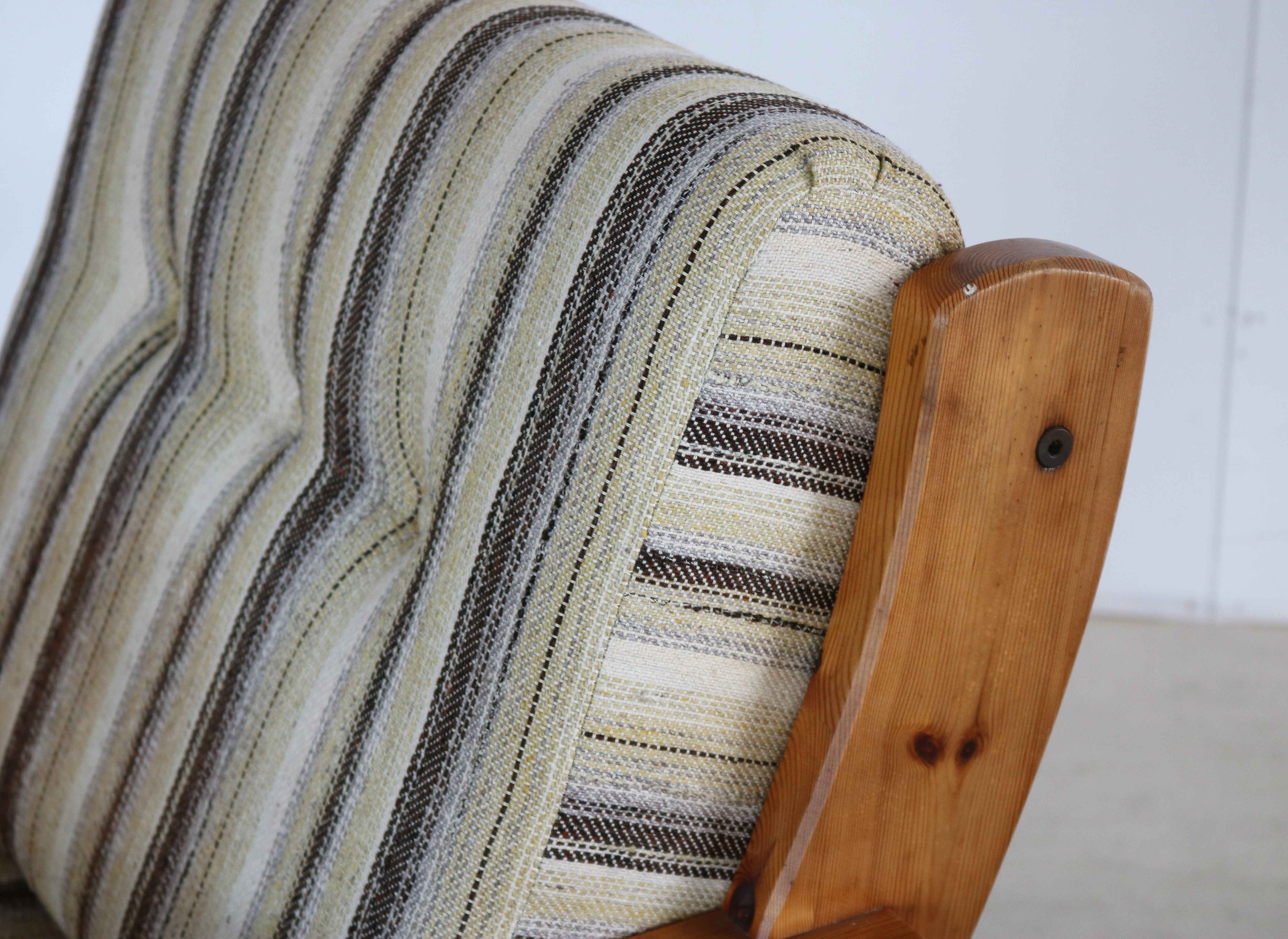 Vintage armchairs brutalist pine, 60's