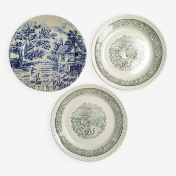 Vintage blue green dinner plates