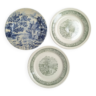 Vintage blue green dinner plates