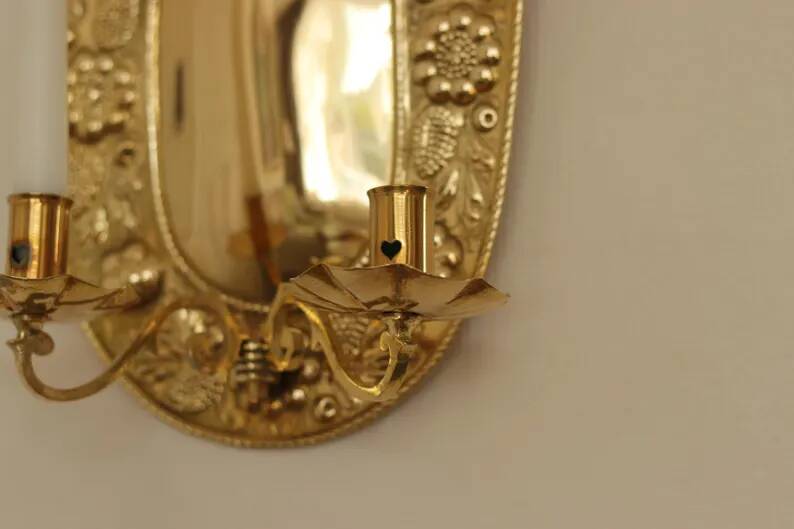 Baroque Style Mid-Century Brass Swedish Sconces