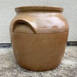 Brown stoneware jar pot