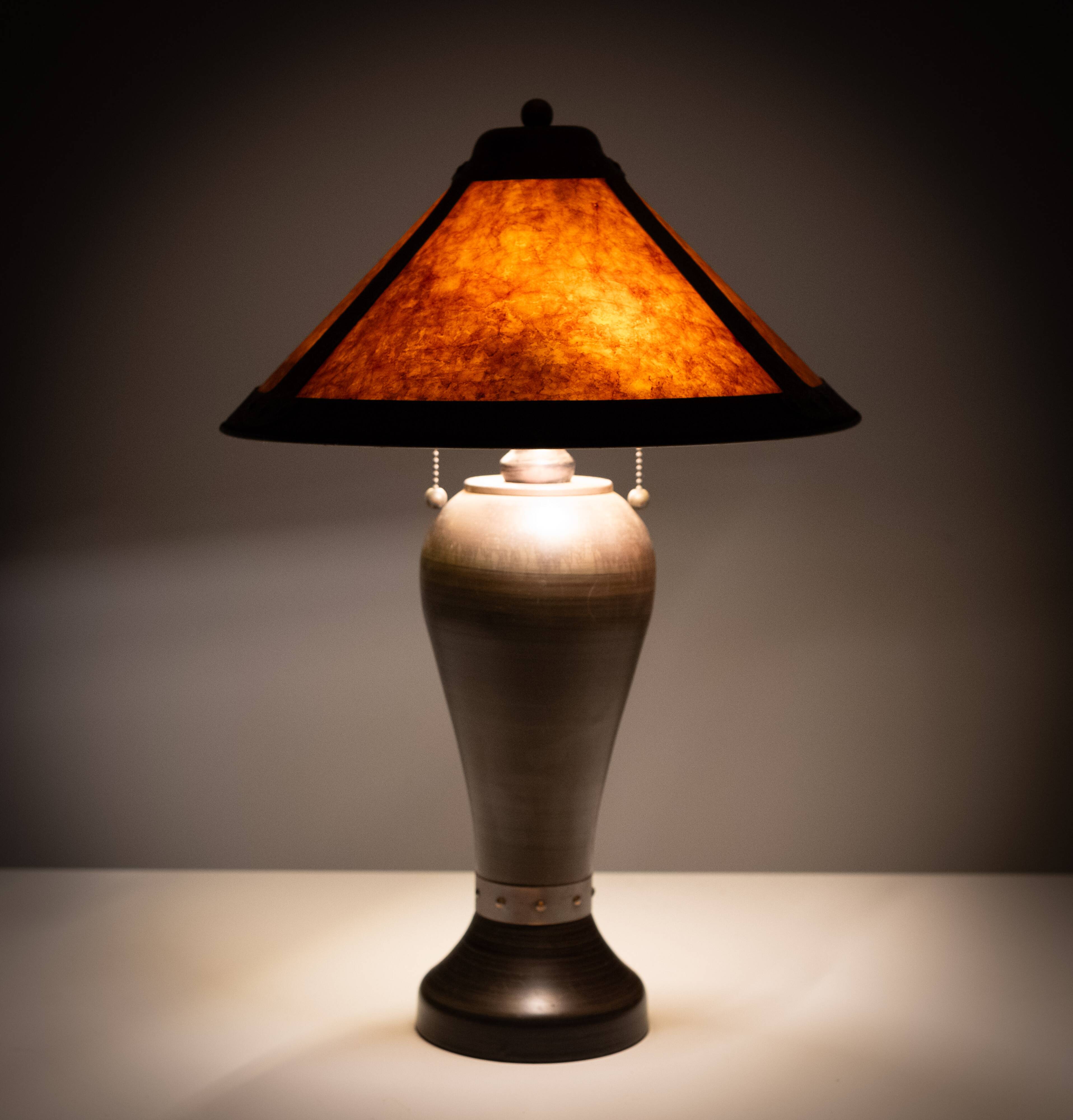Vintage Dirk van Erp Style Arts & Crafts Copper & Mica Table Lamp 20th Cent