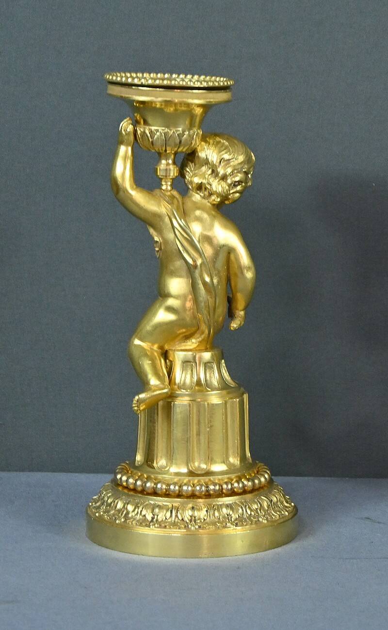 Pair of Gilt Bronze Candlesticks, Louis XVI Style – Mid 19th Century