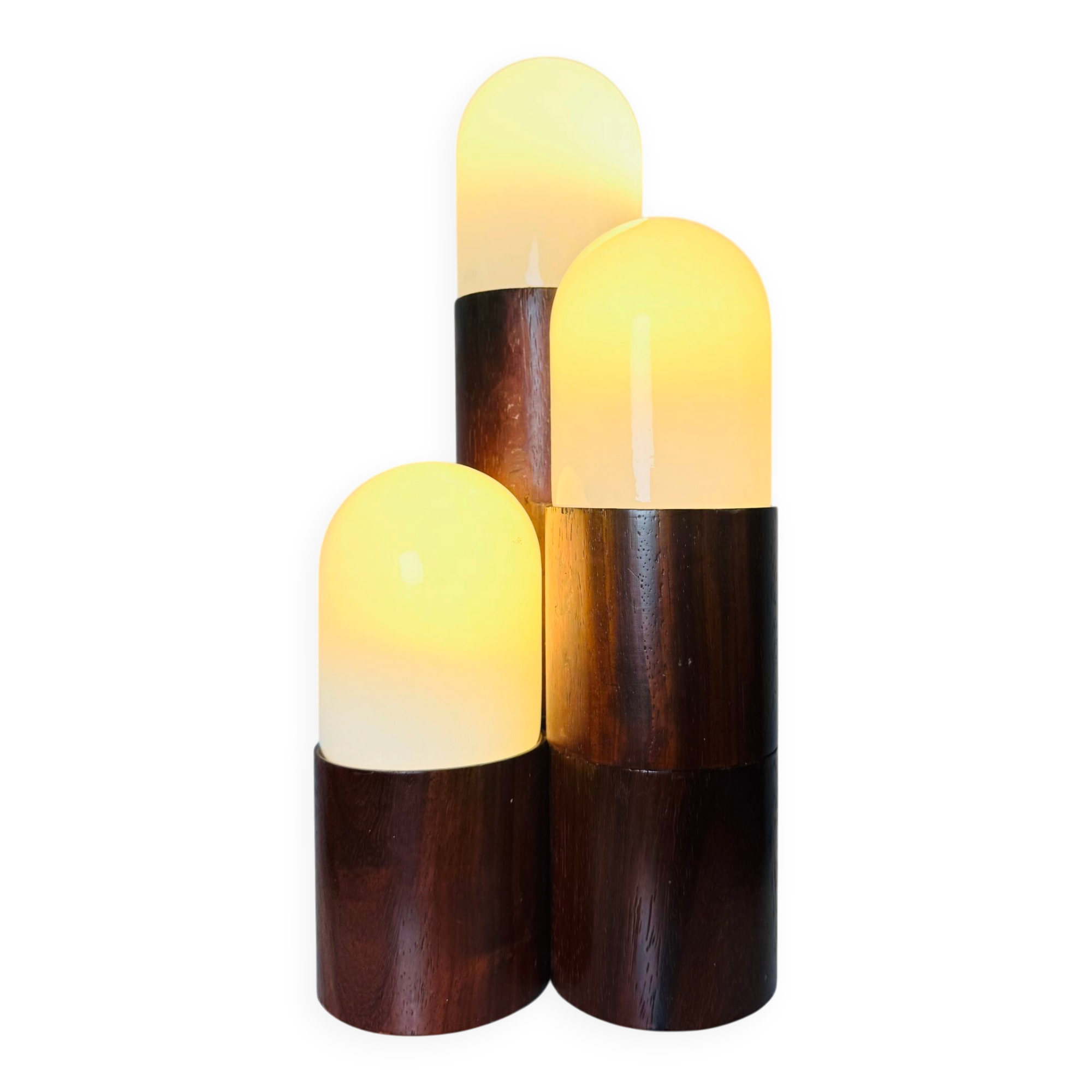Sculptural Dome Table Lamp In Cylindrical Rosewood, Brasil Circa 1960
