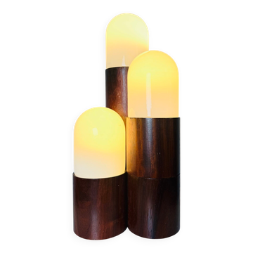 Lampe de table sculpturale en dôme en rosewood cylindrique, Brésil vers 1960