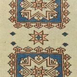 2x11 shades of cream blue oushak runner rug