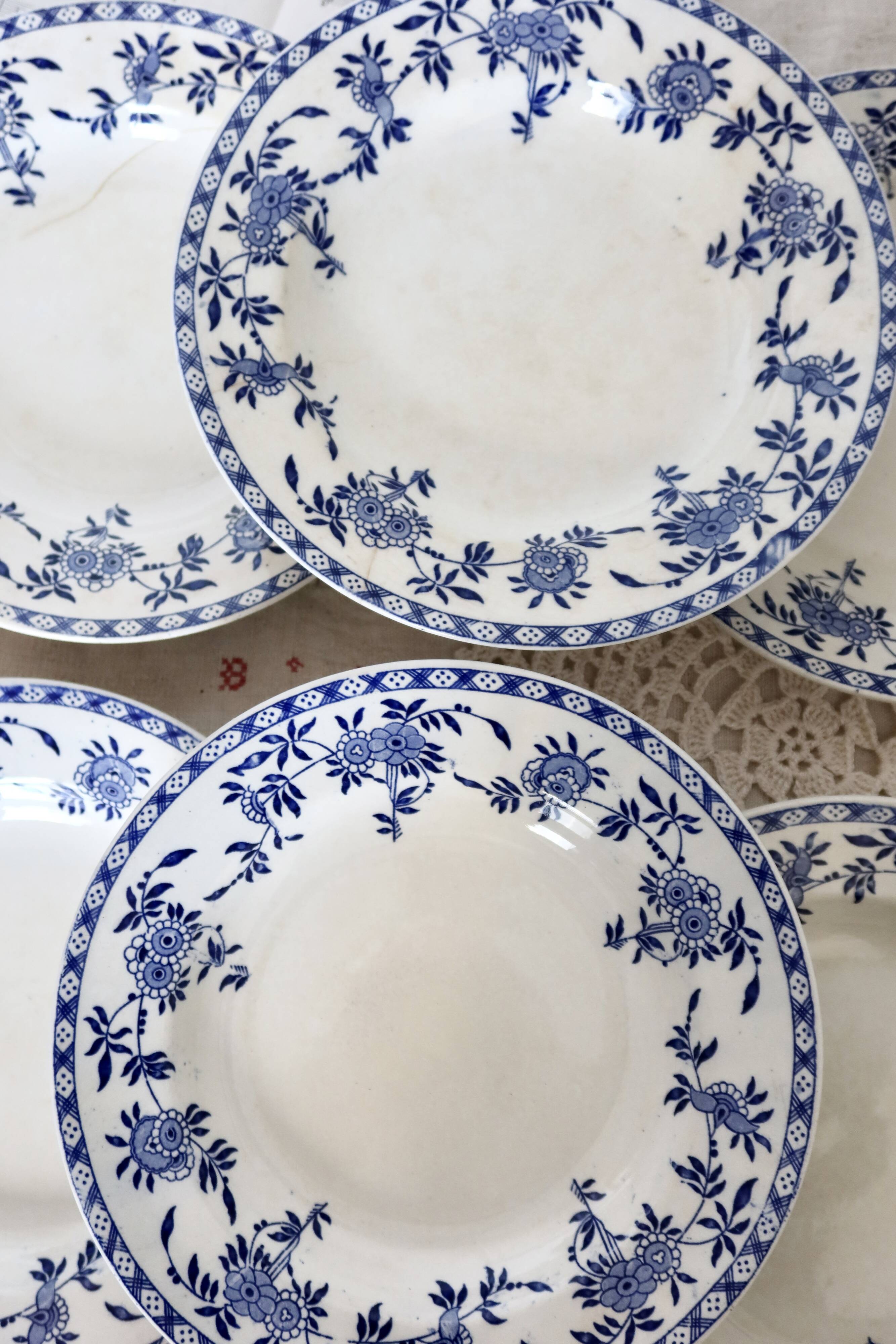 6 antique soup plates - Rare Dresden porcelain