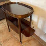 Tea table serving oval maid in mahogany brass marquetry