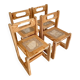 Ensemble de 4 chaises en bois et cannage - années 1960-70