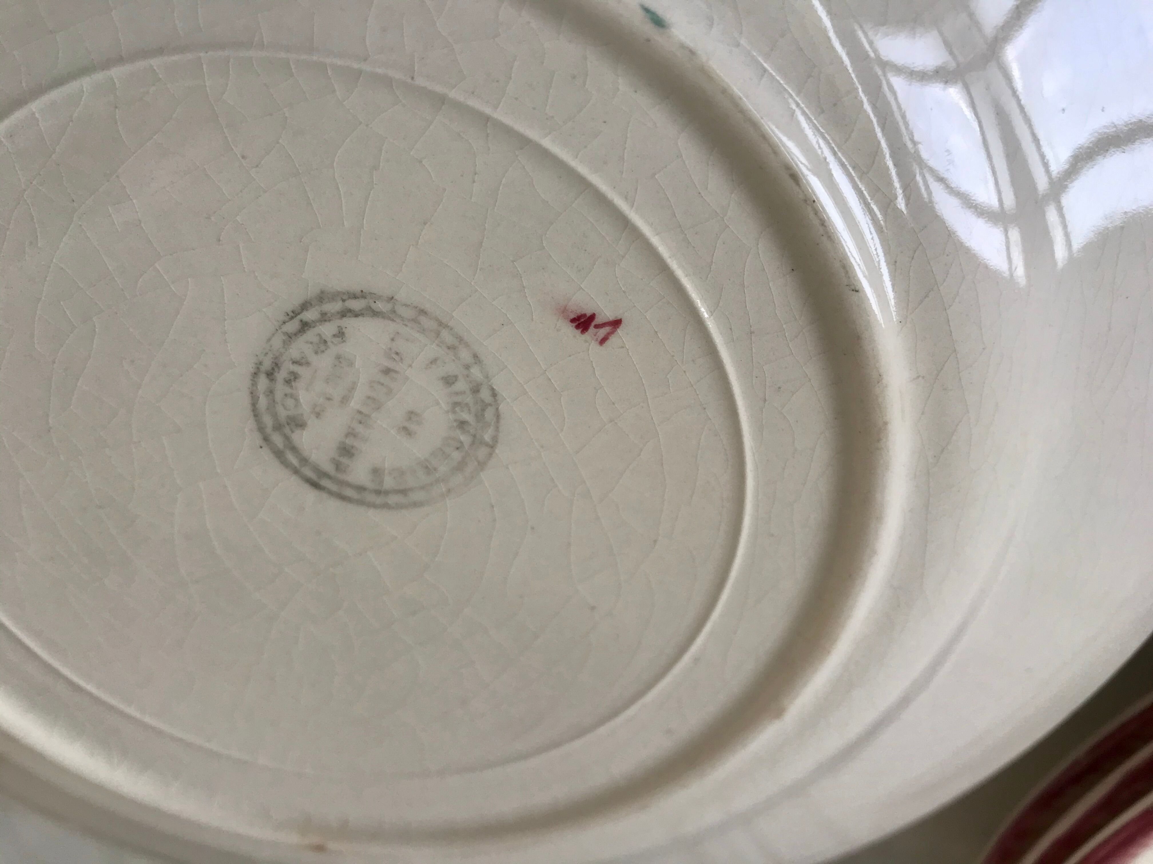 Set of 6 flat plates longchamp pinks years 30-40