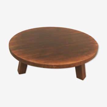 Rustic oak round coffee table