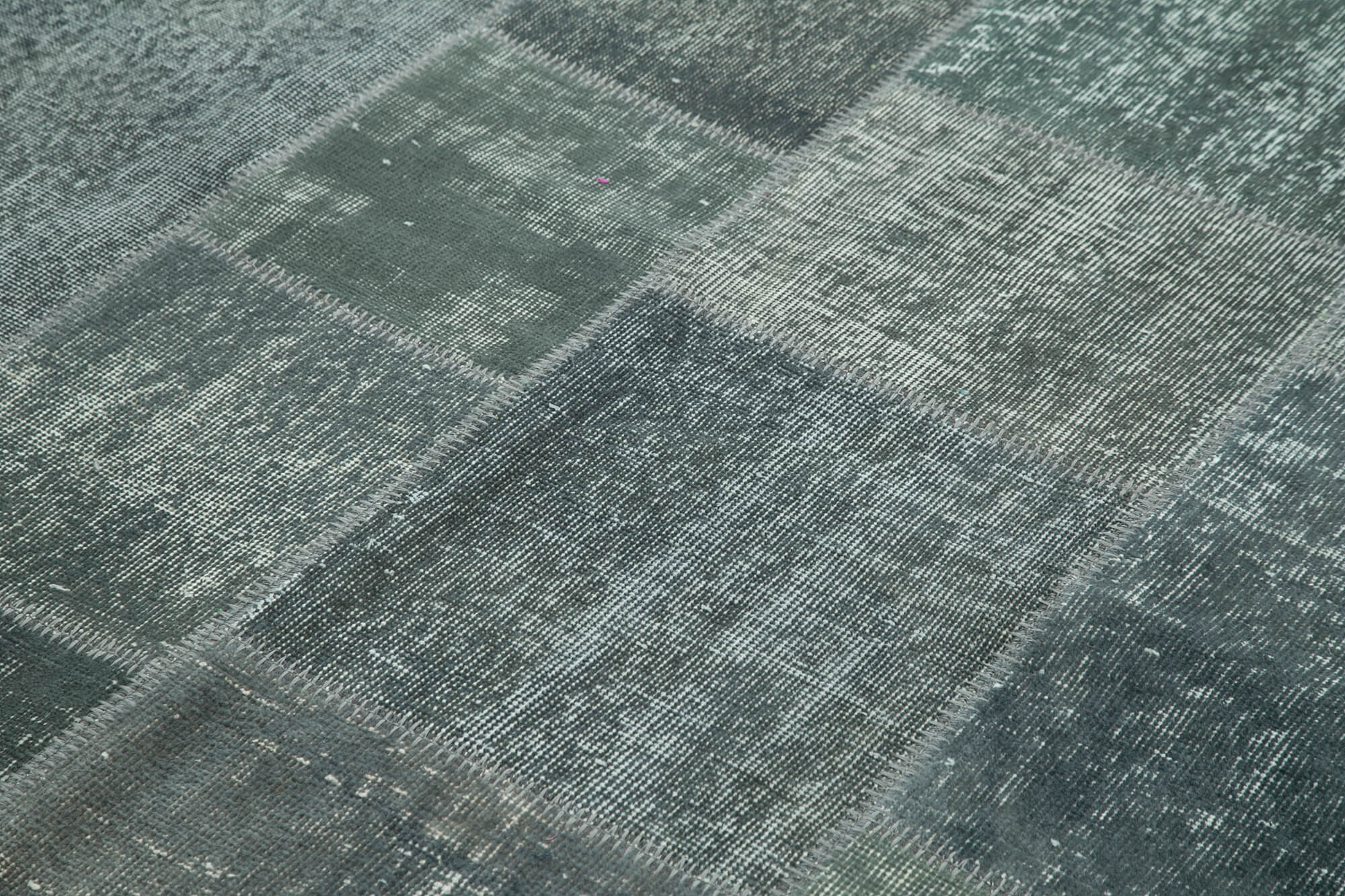 Handwoven oriental overdyed 170 cm x 240 cm grey patchwork carpet