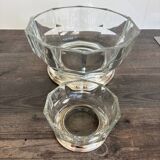 Crystal and silver-plated metal salad bowl and ramekin