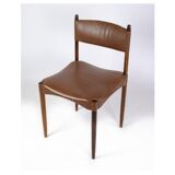 Ensemble de 6 chaises de design danois en palissandre massif avec cuir brun