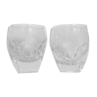 Verres gobelets en cristal sonnant à pans coupés 1960