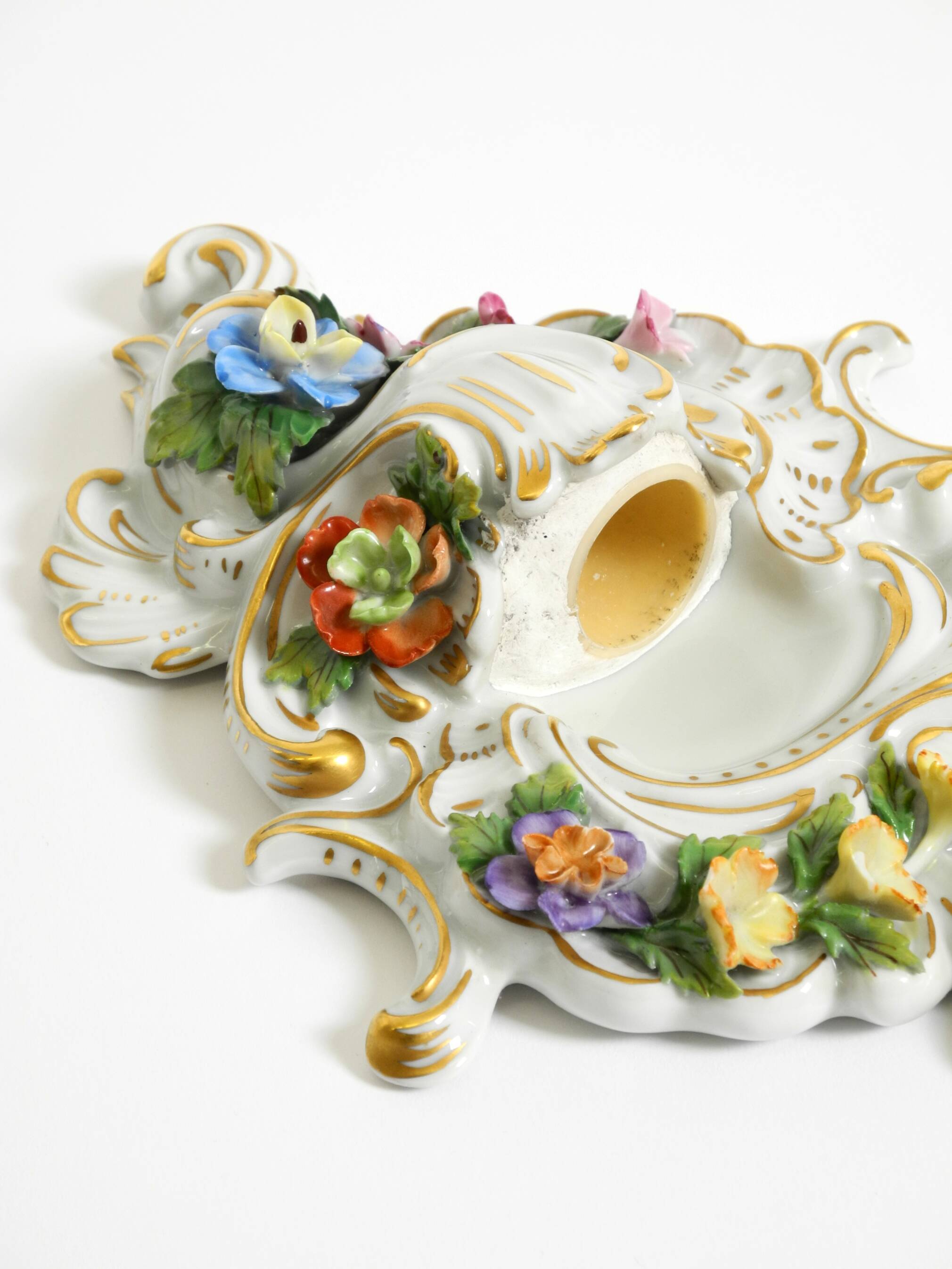 Beautiful hand-painted Mid Century porcelain wall lamp