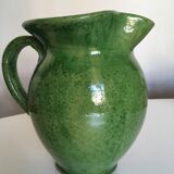 Pichet vase XXL en terre vernissée de Biot vert 1950