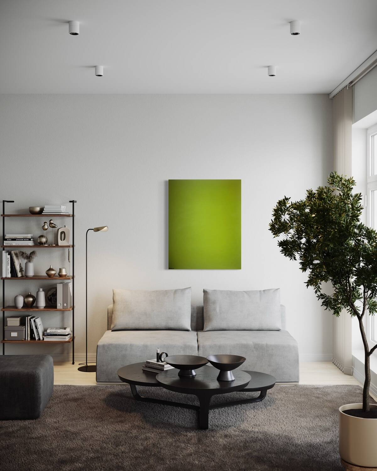 Abstract Monochrome anise green 100x81 cm