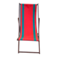 Vintage folding wooden deck chair with red and green striped canvas from the 1970s.