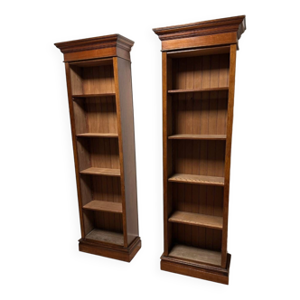 Set of 2 antique open bookcases