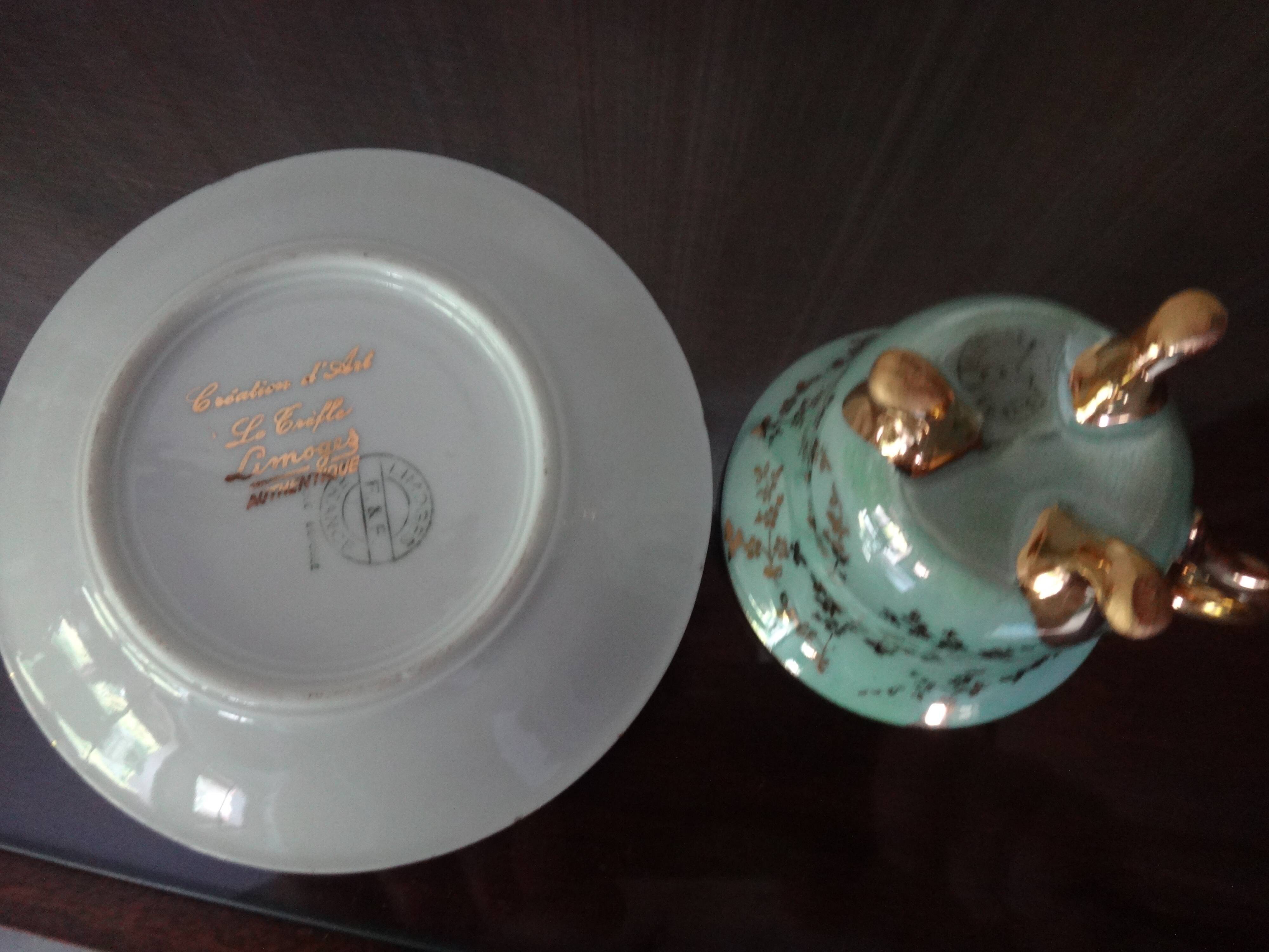 Limoges porcelain tripod cup