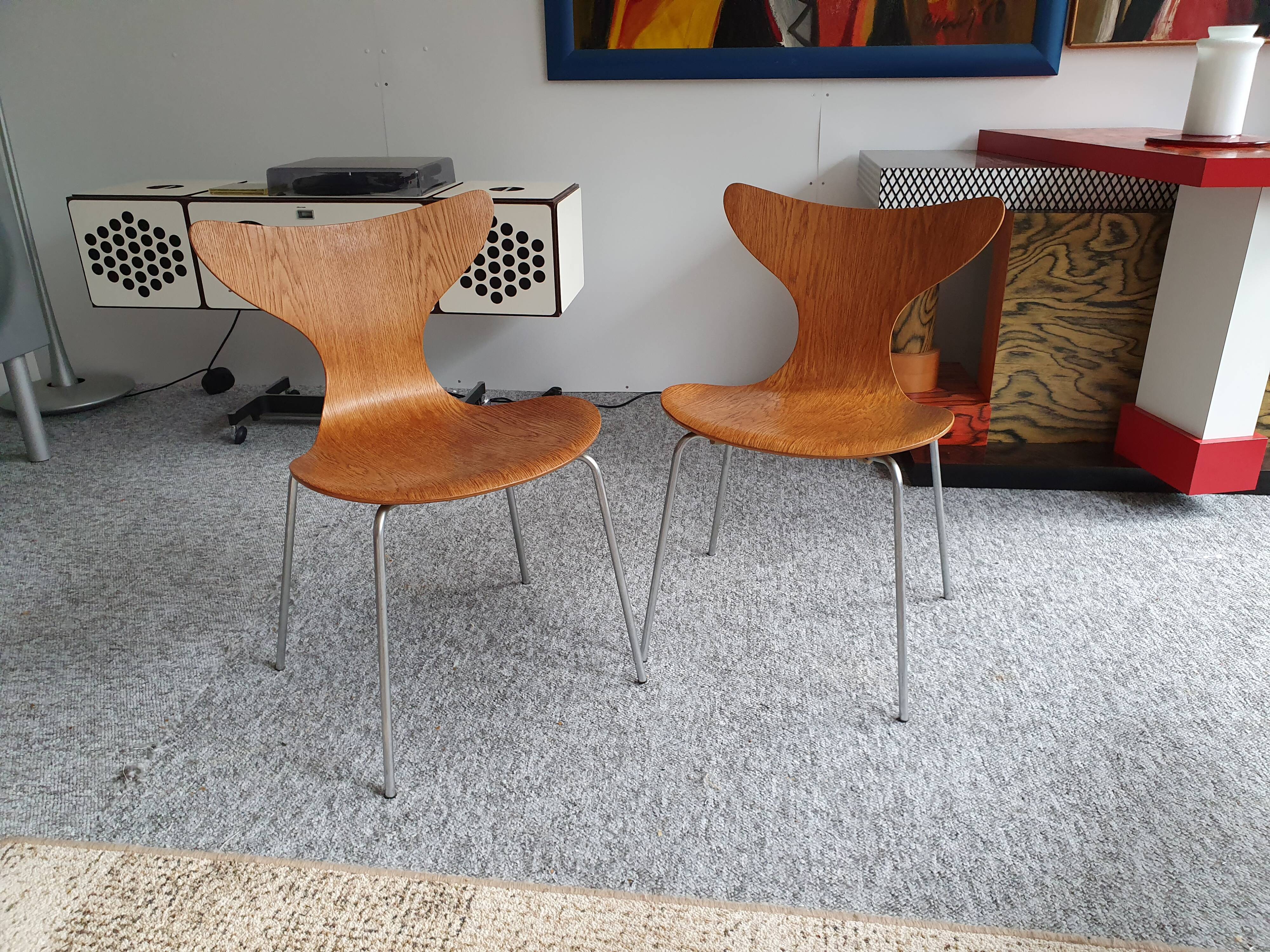 Pair 2 seagull chairs by Arne Jacobsen for Fritz Hansen