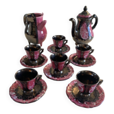Coffee/Tea Service in Flamed Stoneware / Iridescent Effects - Vallauris Workshop