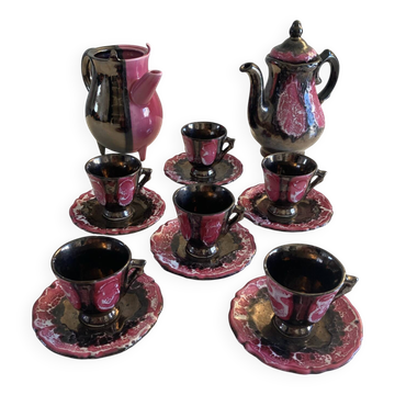 Service à Café /Thé en grès flammé / effets irisés - Atelier Vallauris