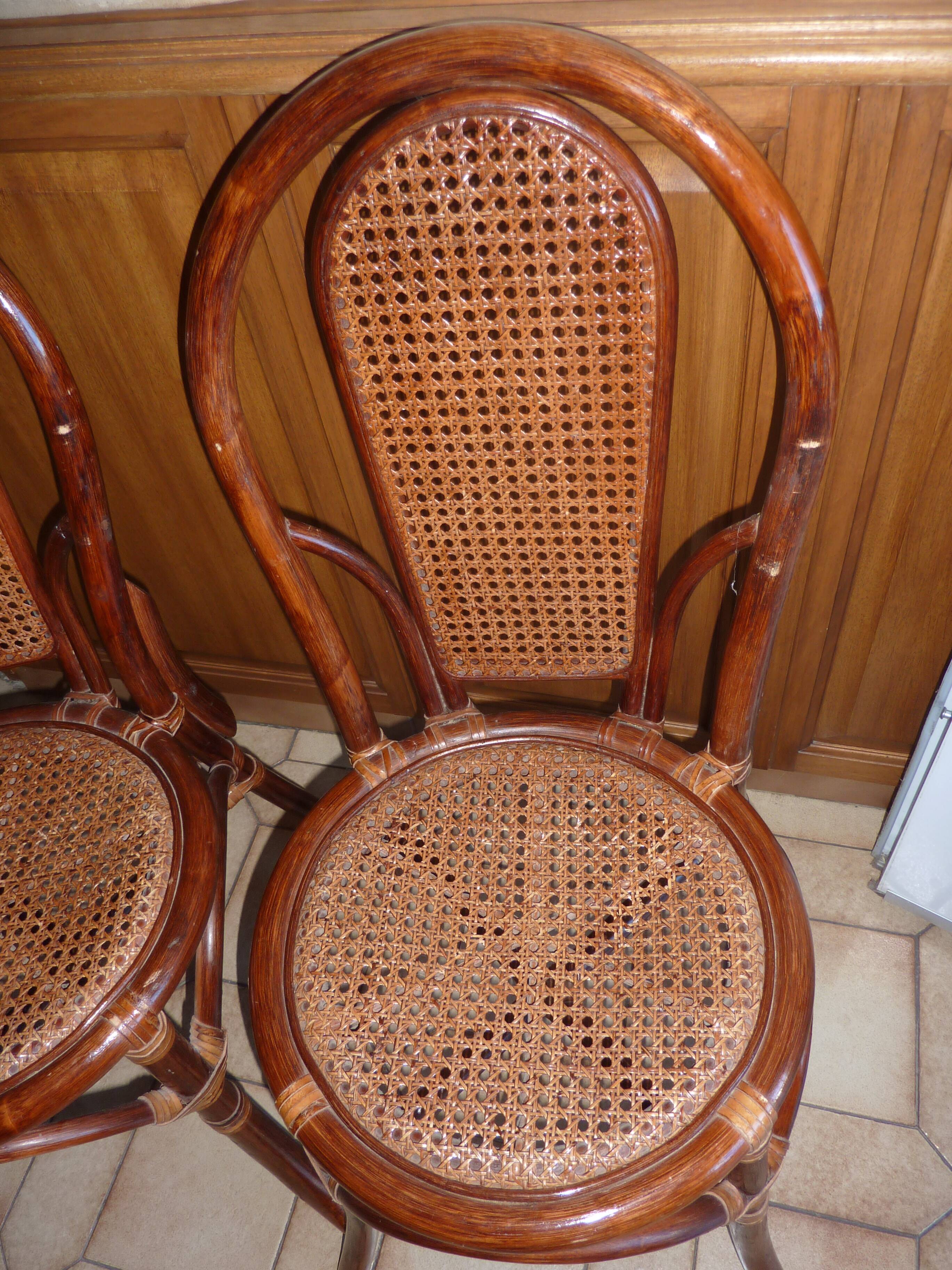 Pair of vintage bamboo rattan chairs