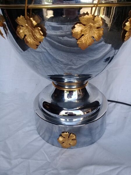 Chrome and gilded metal lamp ep 1970 hollywood regency / neoclassical