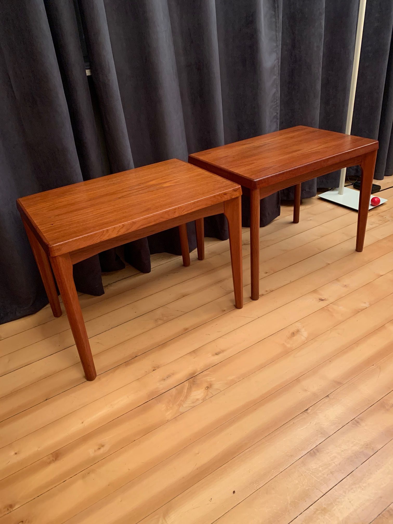 Pair of side tables by Henning Kjaernulf, Vejle Møbelfabrik, Denmark, 1960s