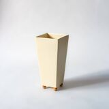 Ceramic cubic vase on wooden ball feet, Netherlands, 1990s