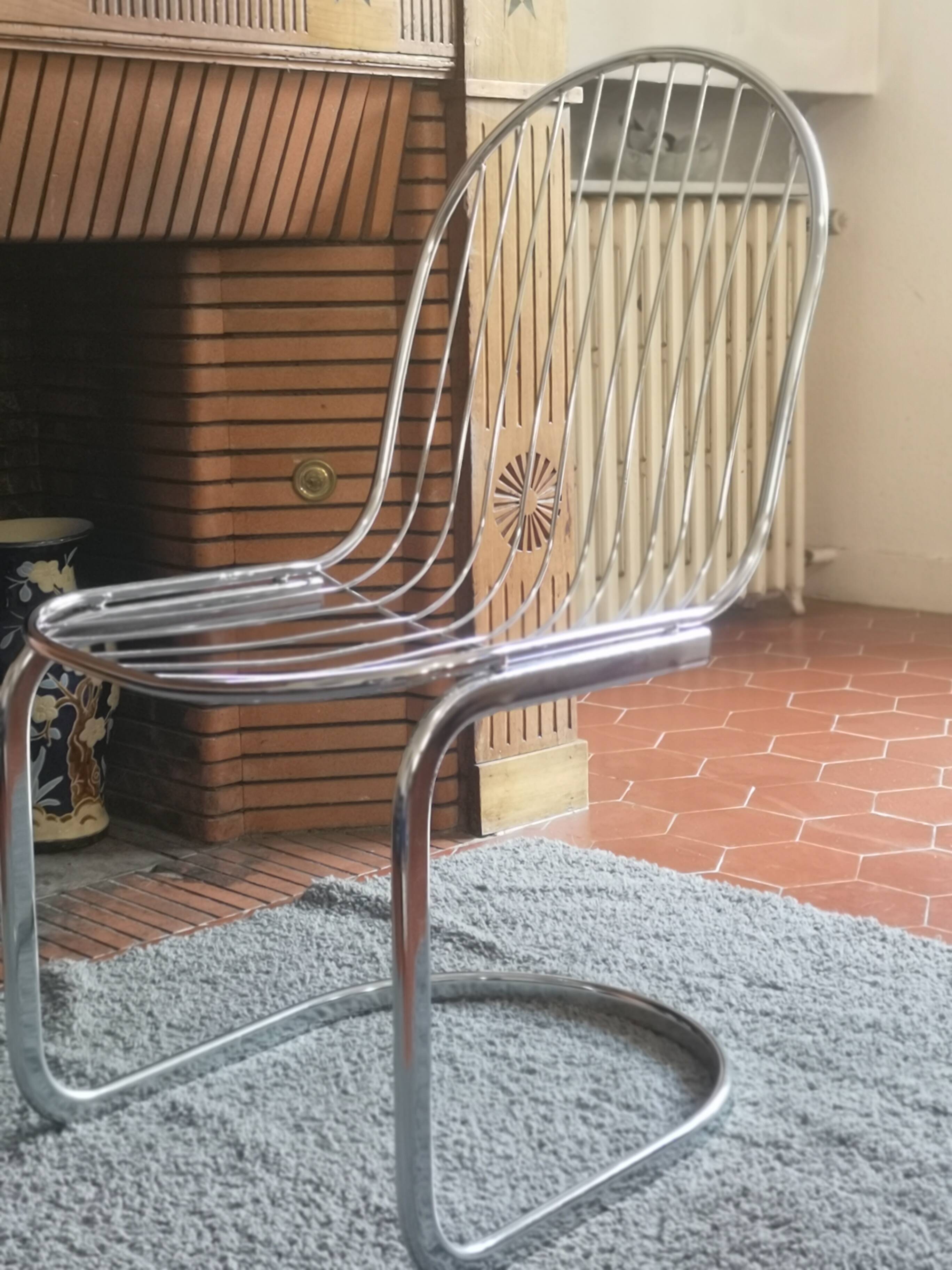 Set of 4 Chair in chrome year 70 Italian design