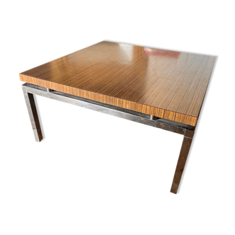 Coffee table chrome base and teak top from the 70s