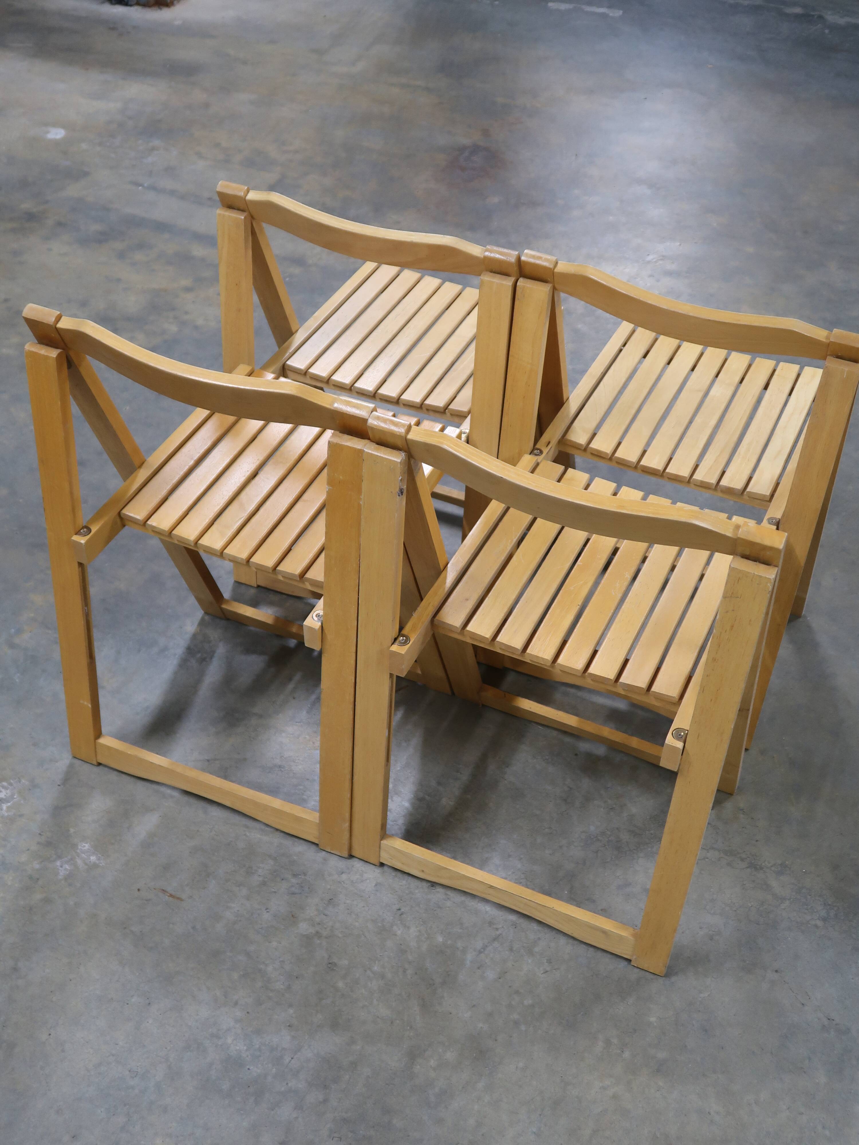 4 chaises pliantes bois vintage